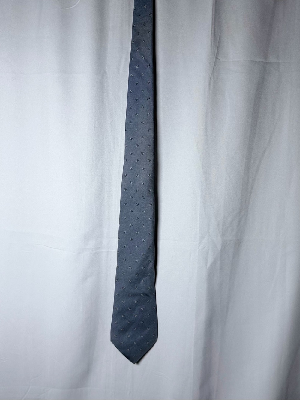 Saks Fifth Avenue Blue-Gray Silk Tie with Subtle Dot Motif